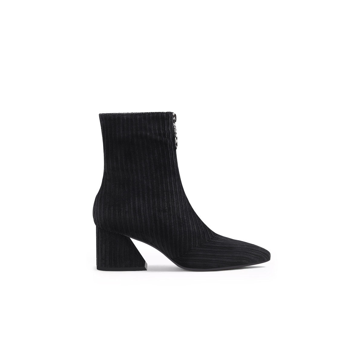 Front Zip Corduroy Ankle Boots-2