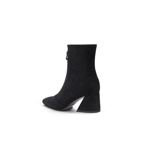 Front Zip Corduroy Ankle Boots-3