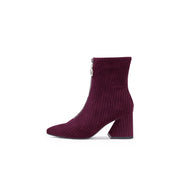 Front Zip Corduroy Ankle Boots-5