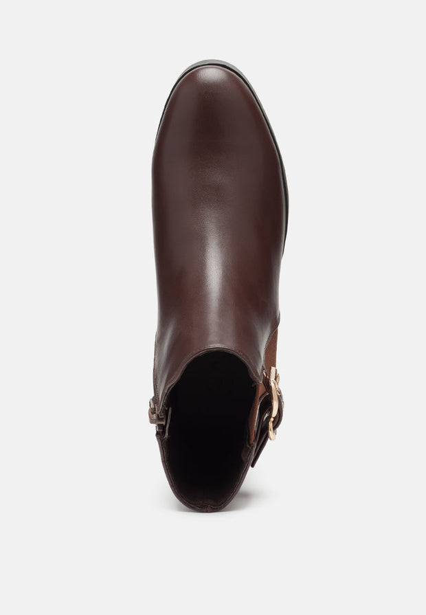 Frothy Buckled Ankle Boots With Croc Detail-3