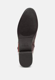 Frothy Buckled Ankle Boots With Croc Detail-4