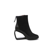 Fur Lined Suede Sculpt Wedge Boots-2