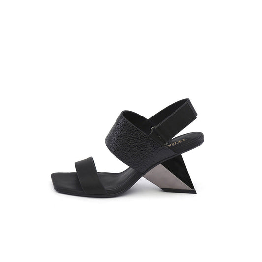 Geometic Heel Fusion Strap Slingback Sandals-0