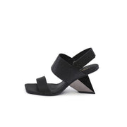 Geometic Heel Fusion Strap Slingback Sandals-0
