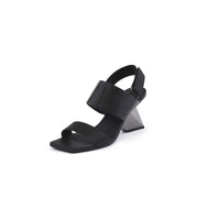 Geometic Heel Fusion Strap Slingback Sandals-1