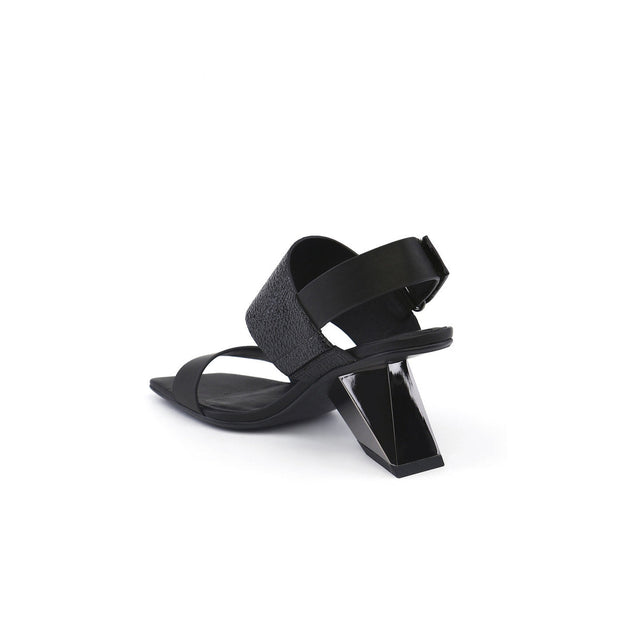 Geometic Heel Fusion Strap Slingback Sandals-3