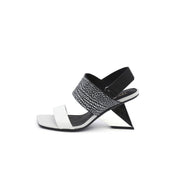 Geometic Heel Fusion Strap Slingback Sandals-6