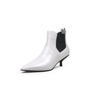 Glossy Leather Kitten Heel Anke Boots-1