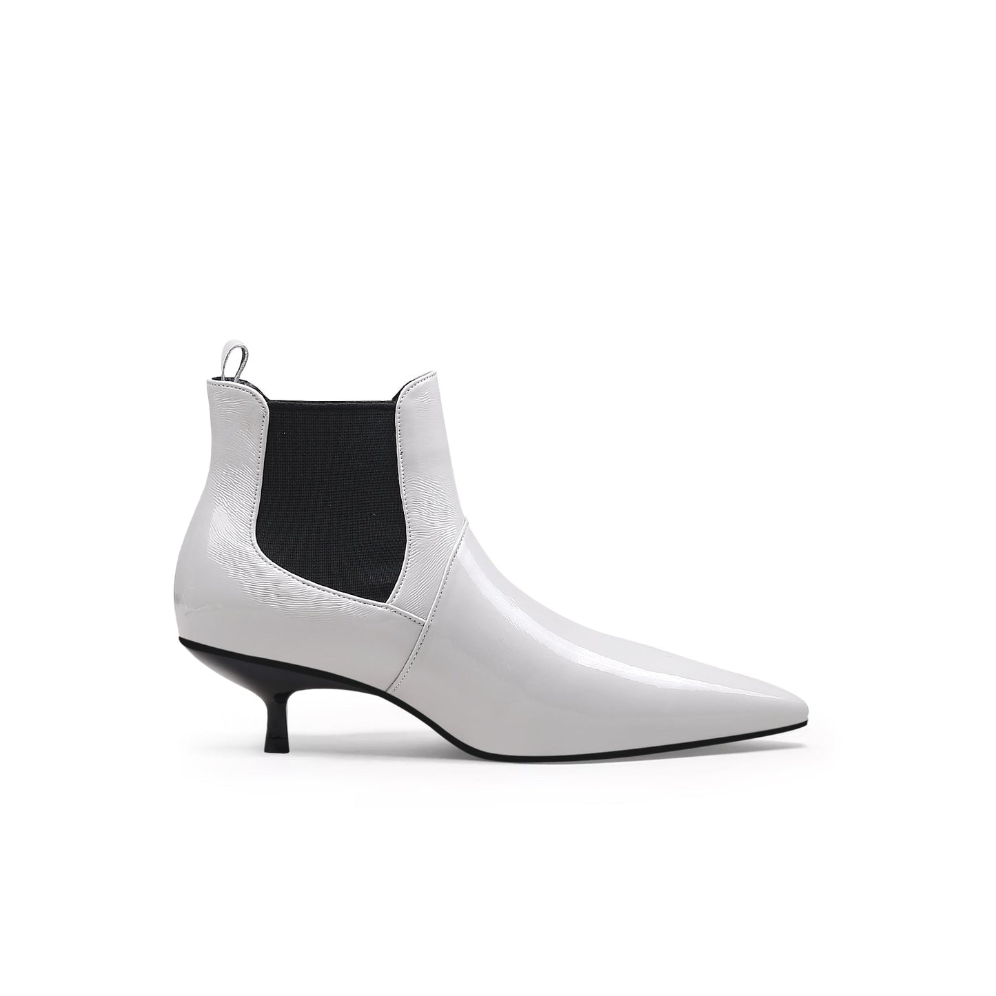Glossy Leather Kitten Heel Anke Boots-2