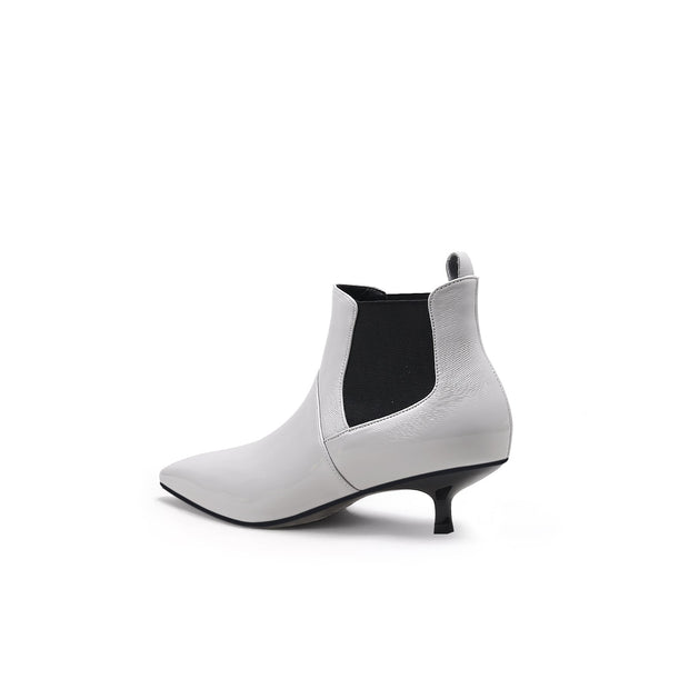 Glossy Leather Kitten Heel Anke Boots-3