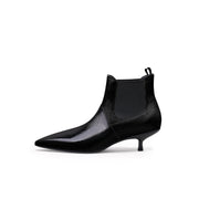Glossy Leather Kitten Heel Anke Boots-5