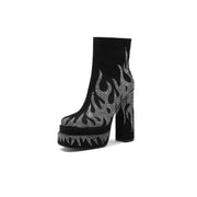 Hot Flames Platform Ankle Boots-3