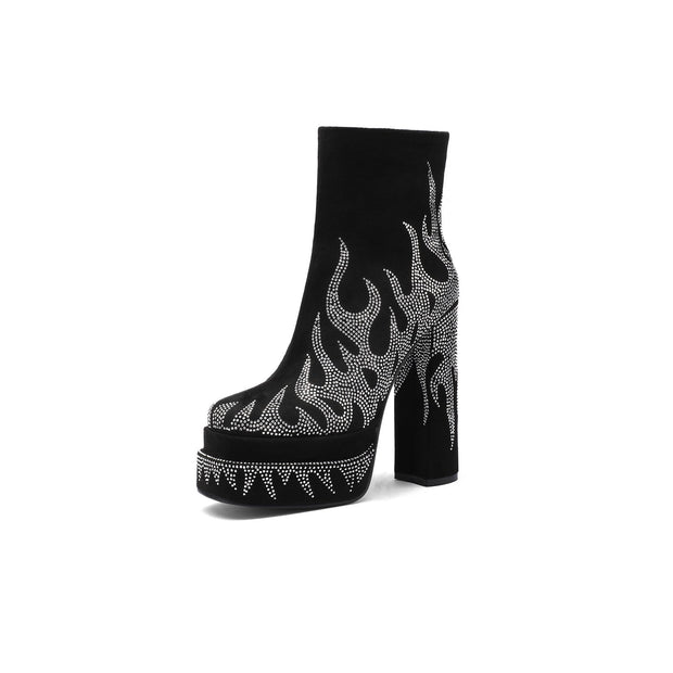 Hot Flames Platform Ankle Boots-3