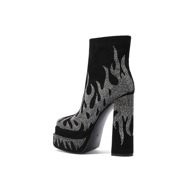 Hot Flames Platform Ankle Boots-4