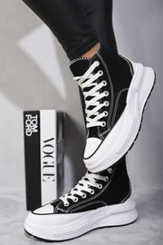 High Top Platform Lace Up Chunky Trainers-4