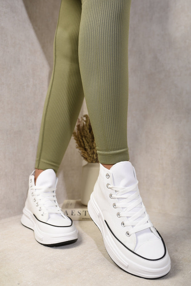 High Top Platform Lace Up Chunky Trainers-3