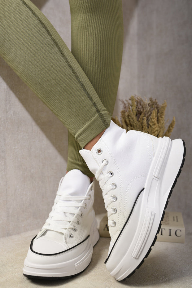 High Top Platform Lace Up Chunky Trainers-1