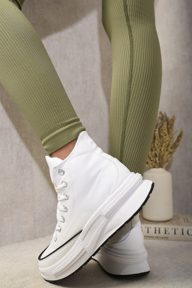 High Top Platform Lace Up Chunky Trainers-2