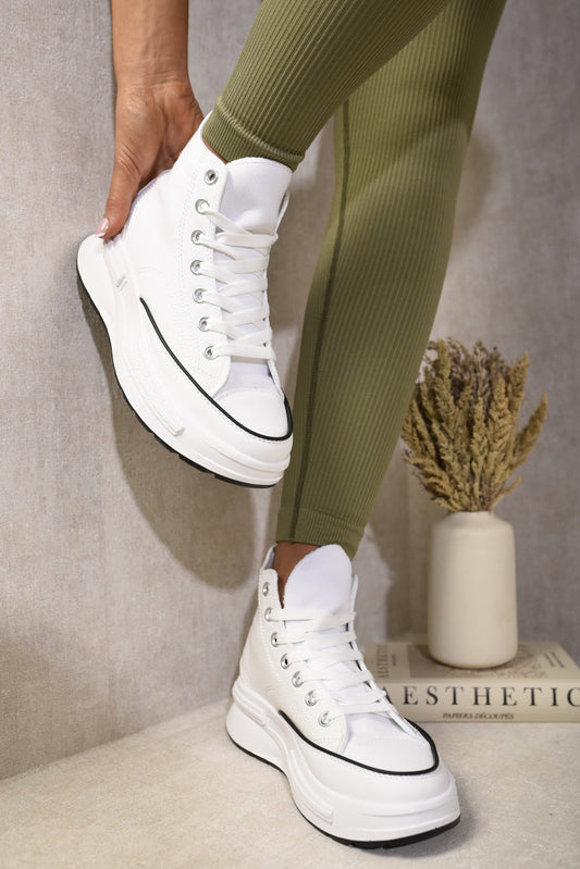High Top Platform Lace Up Chunky Trainers-0