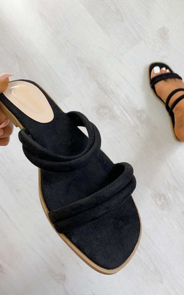 Strappy Faux Suede Sandals-1