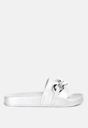 Ishtar Metallic Chain Metal Slid Flats-5