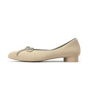 Kelly Pointed Toe Rhinestone Bow Low Heel Flats-0