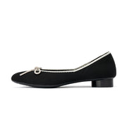 Kelly Pointed Toe Rhinestone Bow Low Heel Flats-5