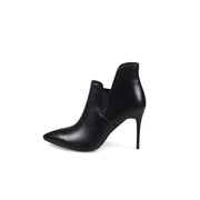 Leather Asymmetrical Ankle Boots-0