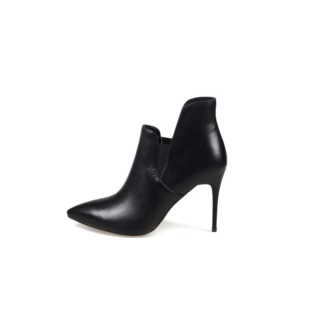 Leather Asymmetrical Ankle Boots-0