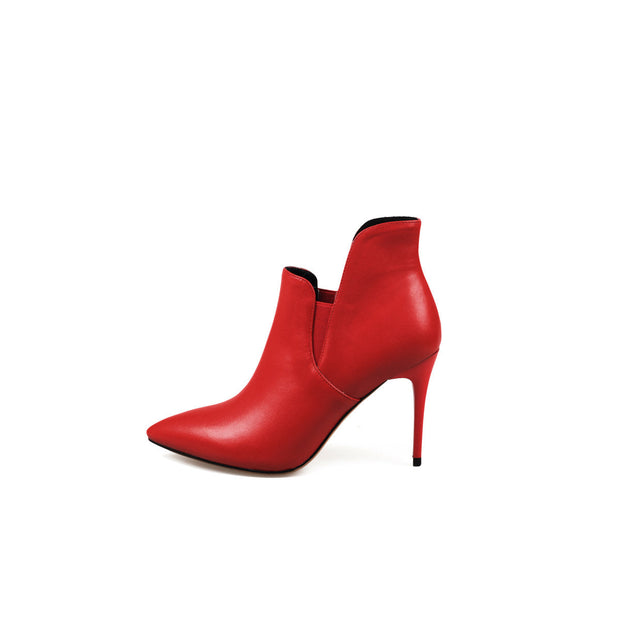Leather Asymmetrical Ankle Boots-5