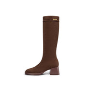Mademoiselle Round Toe Knee High Sock Boots-5