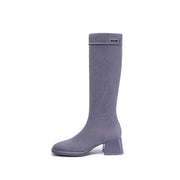 Mademoiselle Round Toe Knee High Sock Boots-6