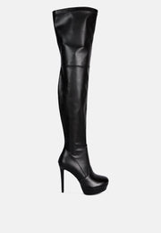Marvelettes Faux Leather High Heeled Long Boots-6