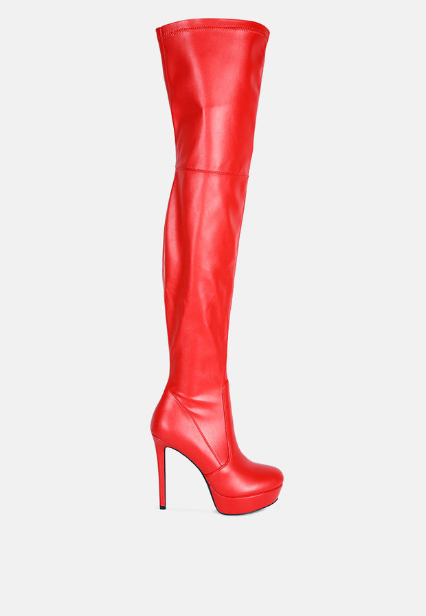 Marvelettes Faux Leather High Heeled Long Boots-0