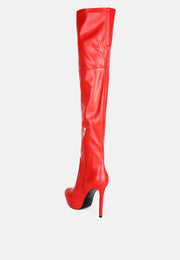 Marvelettes Faux Leather High Heeled Long Boots-2