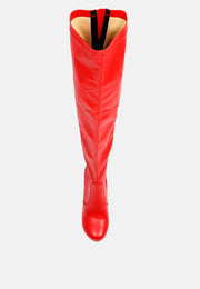 Marvelettes Faux Leather High Heeled Long Boots-3