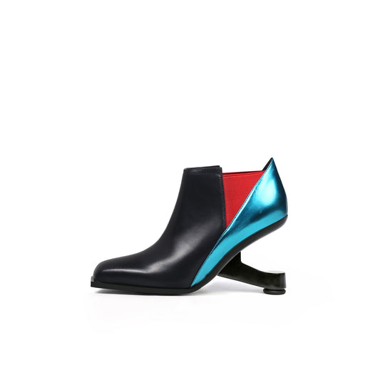 Disco Queen Metallic Leather Paneled Boots-0