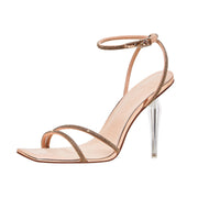 Minimalistic Open Toe Ankle Strap Icicle Stiletto Sandals-1