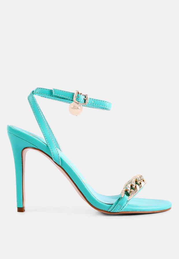 Mooning Metal Chain Strap Stiletto Sandals-5