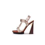 Multi-Strap Triangular Geometric Heels-0