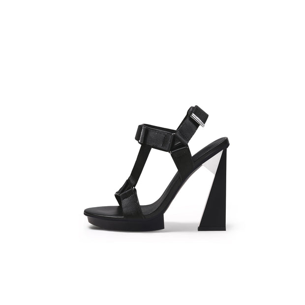Multi-Strap Triangular Geometric Heels-5