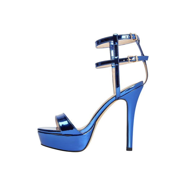 Pageant Metallic Platform Double Ankle Strap Heels-3