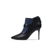 Patchwork Leather Zip-Back Stiletto Boots-0
