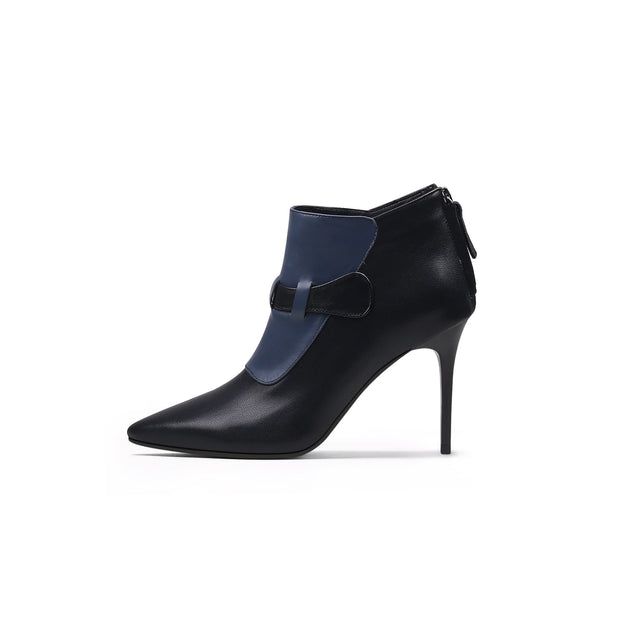 Patchwork Leather Zip-Back Stiletto Boots-0