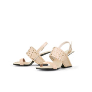 Plain Leather Studded Heel-Less Sandals-4