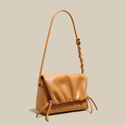Pleated Semi-Braided Leather Shoulder Bag-1