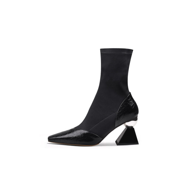 Pointed Toe Glam Ankle Boots-0