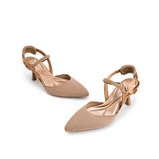 Pointed Toe Slingback Strap Kitten Heels-3