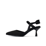 Pointed Toe Slingback Strap Kitten Heels-5