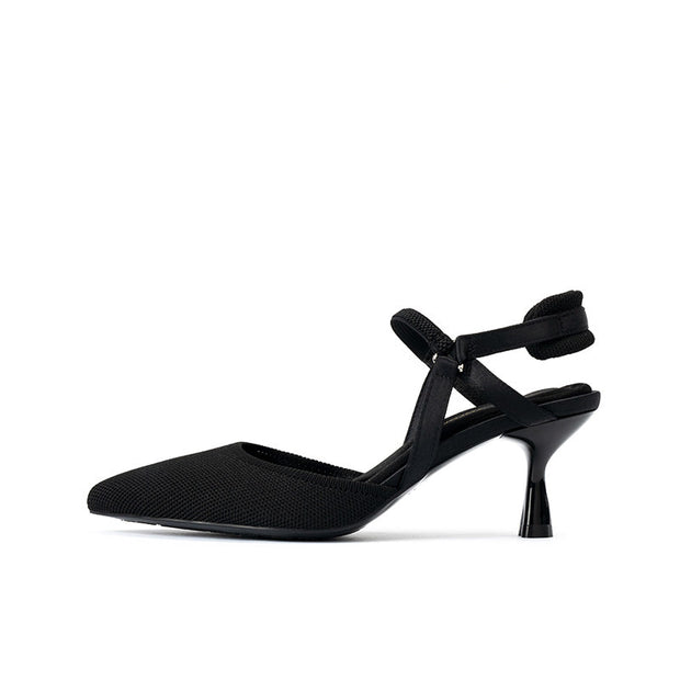 Pointed Toe Slingback Strap Kitten Heels-5